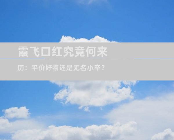 霞飞口红究竟何来历：平价好物还是无名小卒？